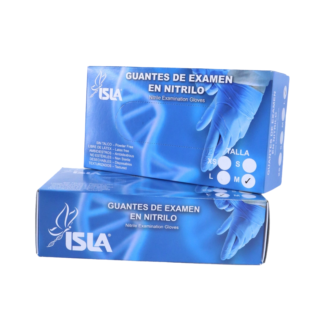 GUANTES DE NITRILO AZUL, LIBRES DE TALCO, NO ESTÉRILES, TALLA M, CAJA X 100 UNIDADES | ISLA
